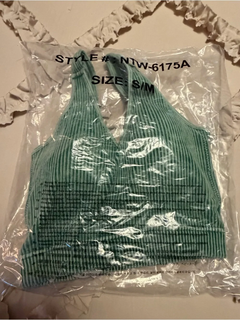 Zenana Outfitters NWT Green Ribbed V-Neck Padded Bralette S/M - Picture 6 of 6